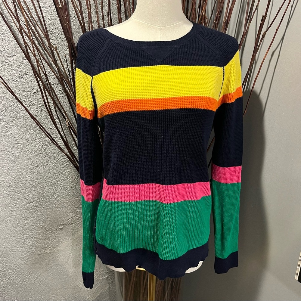 🌺RALPH LAUREN JEANS CO. STRIPPED WAFFLE KNIT LONG SLEEVE TOP SIZE XS🌺